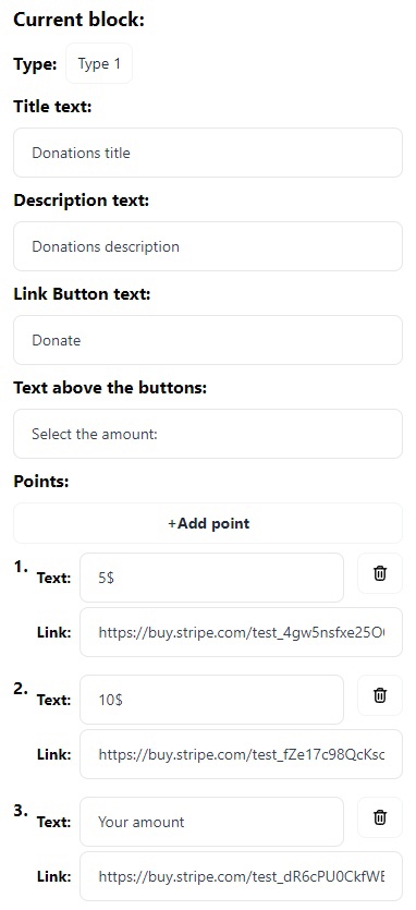 donation dettings