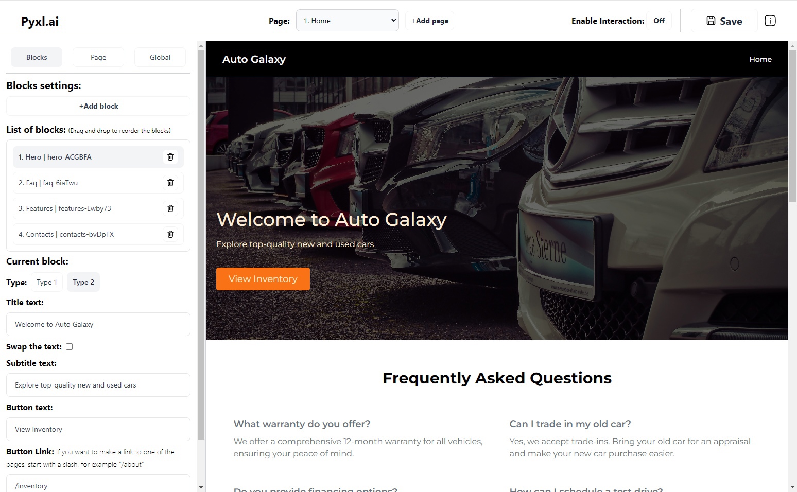 editor interface